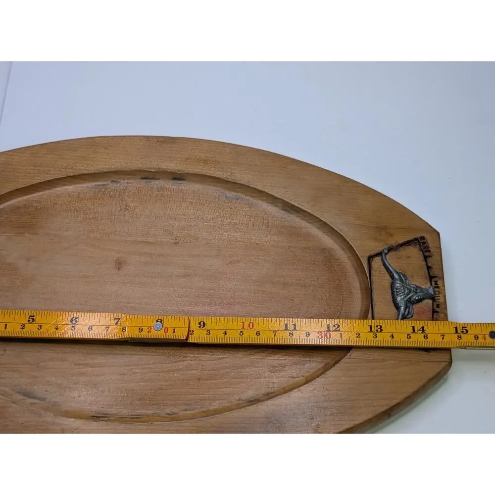 Vintage Western Wood Serving Carving Tray 14